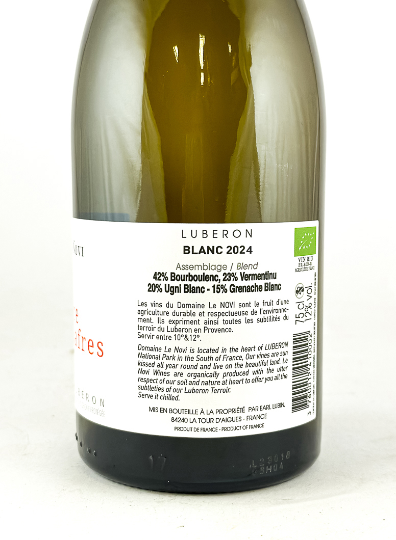 AOP Lubéron Le Novi Terre de safres BIO 2024 75 cl Blanc