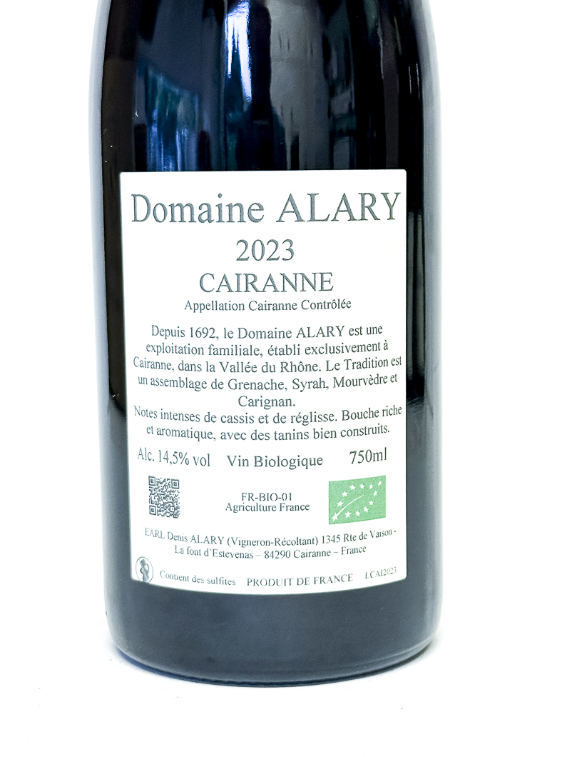 Cairanne Denis et Daniel Alary  Cairanne Tradition BIO 2023 75 cl Rouge