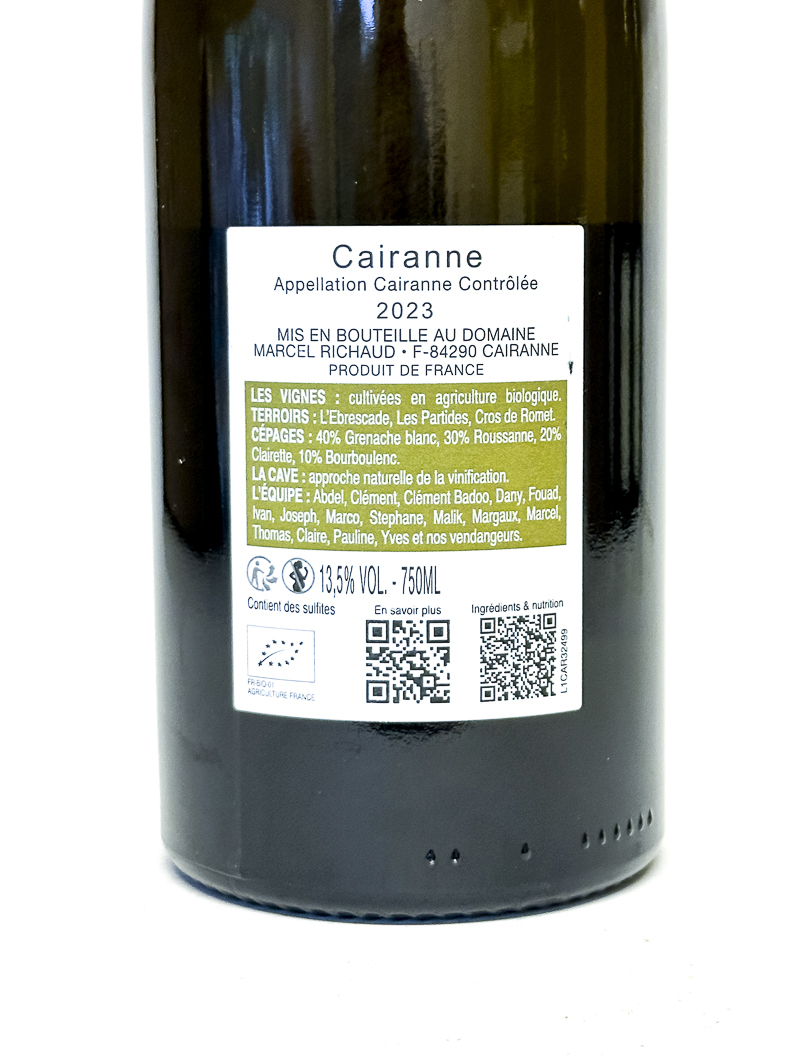 AOP Cairanne Richaud Cairanne Blanc, BIO 2023 75 cl Blanc