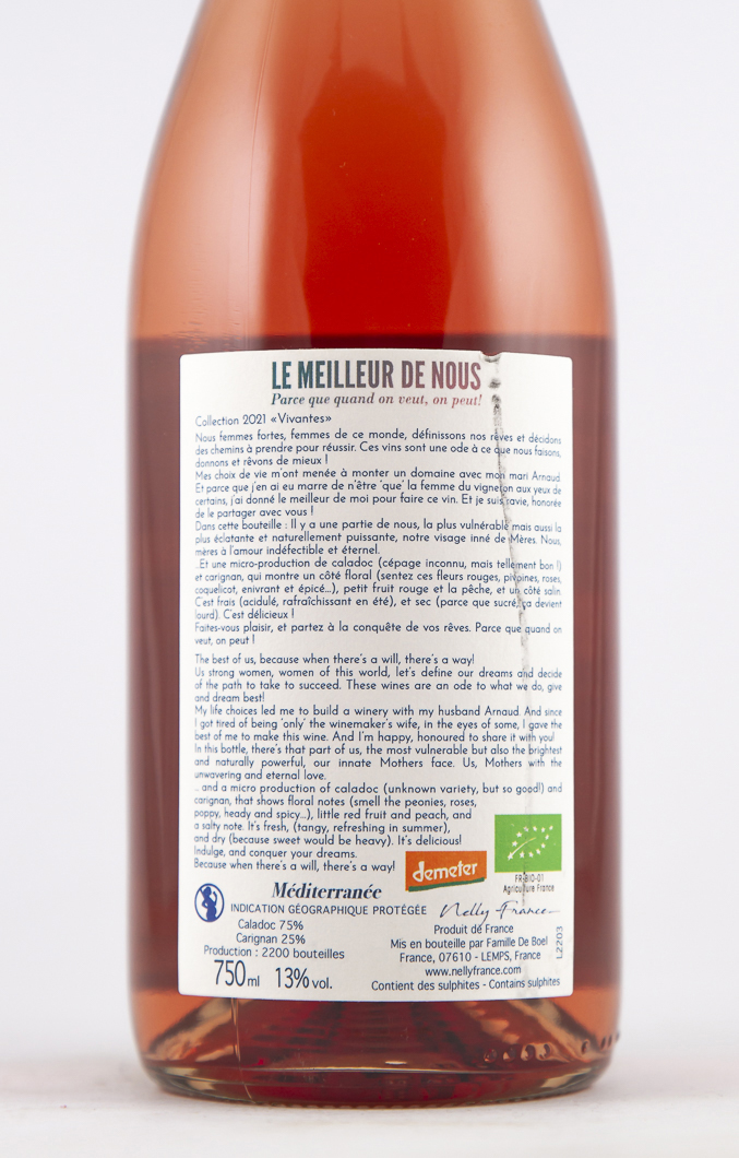 IGP mediterranée de boel france MERES BIO, biodynamie 2024 75 cl Rosé
