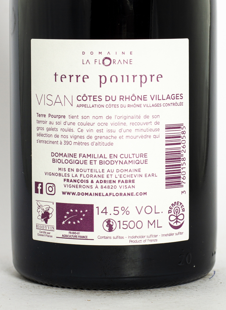 CDR Villages - Visan La Florane Terre pourpre BIODYNAMIE 2023 150 cl Rouge