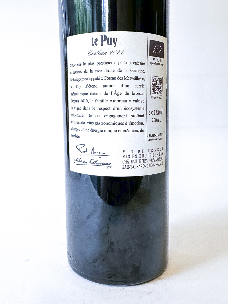 Vin de France Chateau Le Puy Emilien , BIO 2022 75 cl Rouge