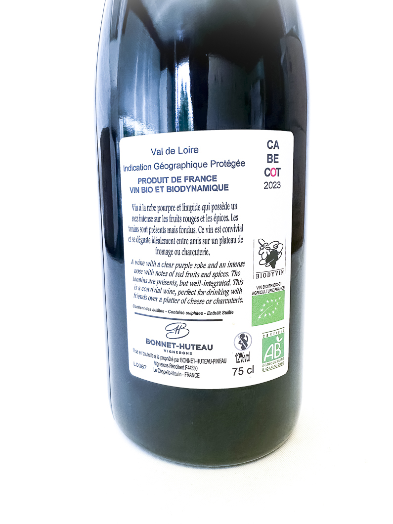 IGP Val de Loire Bonnet-Huteau Cabecôt, BIO 2024 75 cl Rouge
