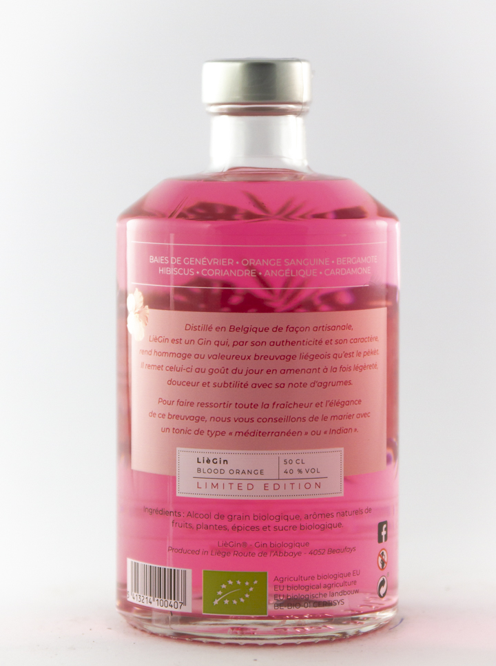 Gin Liégin Blood Orange BIO 50 cl Alcool