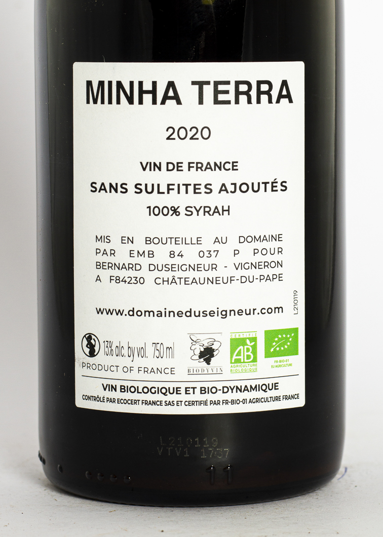 IGP Bernard Duseigneur Minha Terra BIO 2020 75 cl Rouge