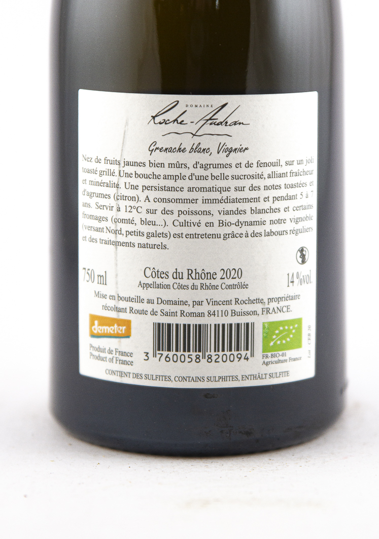 Côtes du Rhône Villages La Roche Audran Cesar BIO 2020 75 cl Blanc