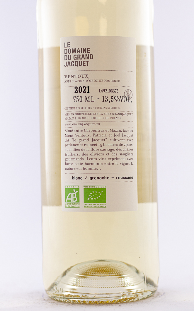 AOC ventoux Le Grand Jacquet Rendez-vous sous le chêne BIO 2021 75 cl Blanc