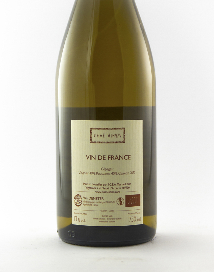 VDP Mas de Libian cave vinum BIO 2021 75 cl Blanc
