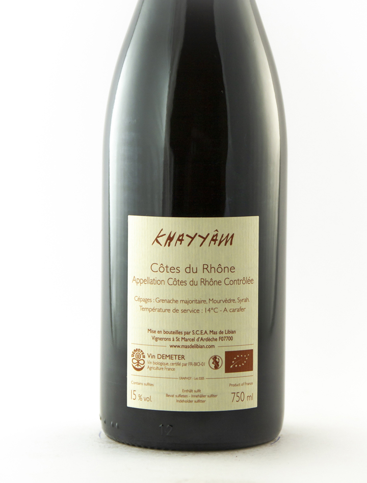 Côtes du Rhône Mas de Libian Khayyâm BIO 2022 75 cl Rouge
