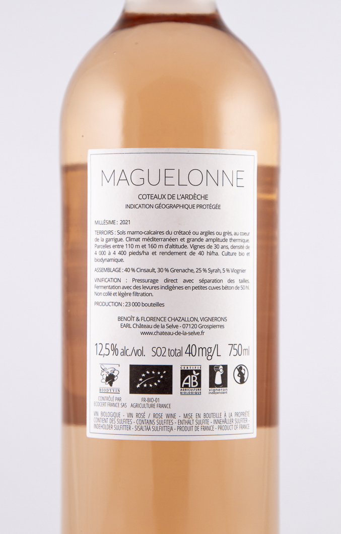 IGP coteaux de l'Ardeche Chateau de la Selve Maguelonne 2021 75 cl Rosé